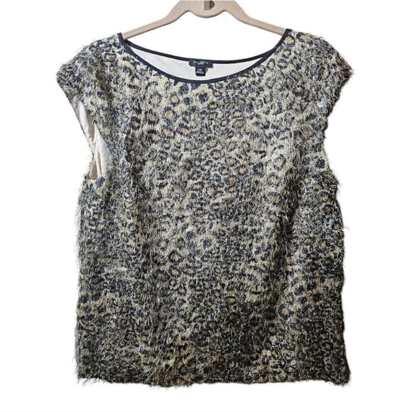 ANN TAYLOR Animal Print Feather Top - Size 12P - Picture 2 of 10
